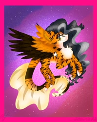 Size: 1180x1482 | Tagged: safe, artist:teonnakatztkgs, imported from derpibooru, oc, oc only, pegasus, pony, colored wings, flying, night, outdoors, pegasus oc, solo, stars, two toned wings, wings