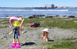 Size: 4096x2645 | Tagged: safe, artist:dingopatagonico, imported from derpibooru, fluttershy, human, pony, equestria girls, car, doll, equestria girls minis, hat, human ponidox, irl, photo, scuba gear, self paradox, self ponidox, toy