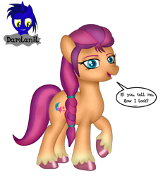 Size: 3840x4154 | Tagged: safe, artist:damlanil, imported from derpibooru, sunny starscout, earth pony, pony, comic, cute, female, g5, grammar error, looking at you, mare, my little pony: a new generation, ponytail, raised hoof, simple background, solo, talking to viewer, text, transparent background, vector