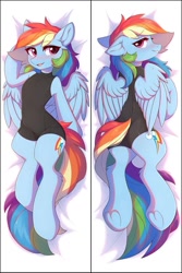 Size: 857x1283 | Tagged: safe, artist:fensu-san, imported from derpibooru, rainbow dash, pegasus, semi-anthro, adorasexy, blushing, body pillow, body pillow design, butt, clothes, cute, female, looking at you, looking back, looking back at you, mare, plot, rainbutt dash, sexy, solo, stupid sexy rainbow dash, sweat, underhoof