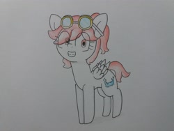 Size: 4128x3096 | Tagged: safe, artist:cherro, imported from derpibooru, oc, oc only, oc:high diving, pegasus, pony, female, goggles, solo, traditional art