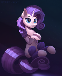 Size: 1747x2137 | Tagged: safe, artist:foxpit, imported from derpibooru, rarity, pony, unicorn, clothes, female, leg warmers, looking at you, mare, simple background, stockings, thigh highs
