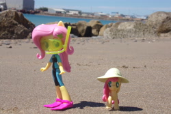 Size: 4608x3072 | Tagged: safe, artist:dingopatagonico, imported from derpibooru, fluttershy, human, pony, equestria girls, doll, equestria girls minis, hat, human ponidox, irl, photo, scuba gear, self paradox, self ponidox, toy