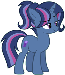 Size: 1372x1580 | Tagged: safe, artist:camomiie, imported from derpibooru, oc, oc only, oc:phantasia, pony, unicorn, base used, eyebrows, eyebrows visible through hair, eyelashes, female, full body, hooves, horn, lidded eyes, magical lesbian spawn, mare, multicolored mane, multicolored tail, offspring, parent:trixie, parent:twilight sparkle, parents:twixie, purple eyes, show accurate, simple background, smiling, solo, standing, tail, transparent background, unicorn oc