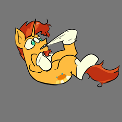 Size: 3000x3000 | Tagged: safe, artist:fumalunga, imported from derpibooru, sunburst, pony, unicorn, clothes, facial hair, funny, goatee, gray background, high res, horn, lying down, male, no pupils, on back, simple background, socks, solo, stallion