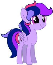 Size: 932x1140 | Tagged: safe, artist:camomiie, imported from derpibooru, oc, oc only, oc:empyrean aura, pegasus, pony, base used, female, full body, multicolored mane, multicolored tail, offspring, parent:soarin', parent:twilight sparkle, parents:soarlight, pegasus oc, purple eyes, simple background, smiling, solo, standing, straight, tail, teenager, transparent background, wings