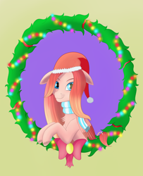 Size: 2106x2592 | Tagged: safe, imported from derpibooru, oc, pegasus, pony, bust, christmas, female, holiday, holly, mare, portrait, solo