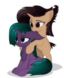 Size: 10854x13112 | Tagged: safe, artist:d30-nt00rg, imported from derpibooru, oc, oc only, pony, unicorn, biting, cute, duo, ear bite, female, horn, simple background, transparent background, unicorn oc