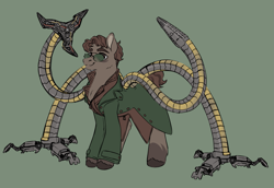 Size: 1889x1299 | Tagged: safe, artist:polymercorgi, imported from derpibooru, pony, doctor octopus, green background, marvel, ponified, simple background, solo