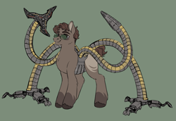 Size: 1889x1299 | Tagged: safe, alternate version, artist:polymercorgi, imported from derpibooru, pony, doctor octopus, green background, marvel, ponified, simple background, solo