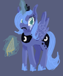 Size: 2000x2388 | Tagged: safe, artist:theedgyduck, imported from derpibooru, princess luna, alicorn, pony, cheese, crying, food, glorious grilled cheese, grilled cheese, high res, jewelry, regalia, s1 luna, sad, solo, style emulation