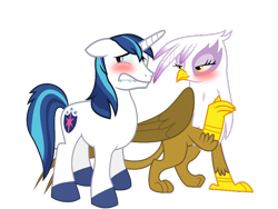 Size: 800x600 | Tagged: safe, artist:firestorm-can, artist:koraluch, edit, imported from derpibooru, vector edit, gilda, shining armor, griffon, pony, unicorn, alternate universe, blushing, female, gildarmor, husband and wife, male, shipping, simple background, straight, transparent background, vector