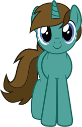 Size: 1329x2044 | Tagged: safe, artist:lunardreams, imported from derpibooru, oc, oc only, oc:lunard, pony, unicorn, derpibooru community collaboration, 2022 community collab, female, freckles, front view, full body, horn, mare, show accurate, simple background, smiling, solo, standing, tail, transparent background, two toned mane, two toned tail, unicorn oc