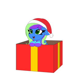 Size: 2048x2048 | Tagged: safe, artist:itsnovastarblaze, imported from derpibooru, oc, oc only, oc:novastar blaze, pegasus, pony, box, christmas, clothes, female, hat, heart eyes, high res, holiday, mare, pony in a box, present, santa hat, scarf, simple background, socks, solo, transparent background, wingding eyes