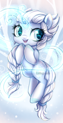 Size: 500x977 | Tagged: safe, artist:cabbage-arts, imported from derpibooru, pony, unicorn, commission, commissioner:0oartnuto0, crossover, elsa, female, frozen (movie), glowing, glowing horn, horn, magic, ponified, solo