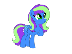 Size: 1200x900 | Tagged: safe, artist:itsnovastarblaze, imported from derpibooru, oc, oc only, oc:novastar blaze, pegasus, pony, derpibooru community collaboration, 2022 community collab, base used, female, folded wings, full body, green eyes, hoof on chest, mare, pegasus oc, show accurate, simple background, smiling, solo, standing, tail, three quarter view, transparent background, two toned mane, two toned tail, wings