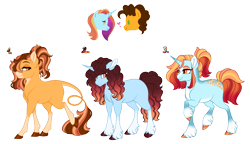 Size: 4480x2587 | Tagged: safe, artist:gigason, imported from derpibooru, cheese sandwich, sassy saddles, oc, oc:cerulean blush, oc:glitter mania, oc:silly string cheese, earth pony, pony, unicorn, female, male, mare, offspring, parent:cheese sandwich, parent:sassy saddles, sassysandwich, shipping, simple background, straight, transparent background