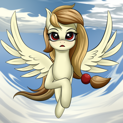 Size: 2600x2600 | Tagged: safe, artist:palibrik, imported from derpibooru, oc, oc only, oc:alice goldenfeather, pegasus, pony, female, flying, high res, pe, pegasus oc, sky, solo, spread wings, wings