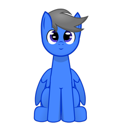 Size: 1200x1200 | Tagged: safe, artist:harleneap, imported from derpibooru, oc, oc only, pegasus, pony, derpibooru community collaboration, 2022 community collab, front view, full body, male, pegasus oc, simple background, sitting, smiling, solo, stallion, transparent background, wings