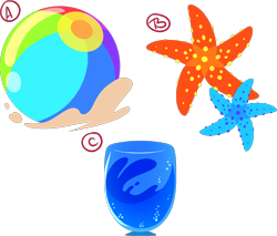 Size: 1918x1635 | Tagged: safe, artist:khimi-chan, imported from derpibooru, oc, oc only, starfish, beach ball, cup, cutie mark, cutie mark only, no pony, simple background, transparent background