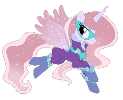 Size: 592x482 | Tagged: safe, artist:gihhbloonde, imported from derpibooru, oc, oc only, alicorn, pony, alicorn oc, clothes, costume, ethereal mane, eyelashes, female, horn, mare, mask, power ponies oc, simple background, solo, starry mane, starry wings, transparent background, wings