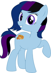 Size: 1027x1466 | Tagged: safe, artist:pootanger_sfm, imported from derpibooru, oc, oc only, oc:maple cake, earth pony, pony, derpibooru community collaboration, 2022 community collab, earth pony oc, grin, looking at you, raised hoof, show accurate, simple background, smiling, solo, transparent background