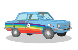 Size: 3061x1959 | Tagged: safe, artist:dolphinfox, imported from derpibooru, rainbow dash, pegasus, pony, 20% cooler, car, driving, female, mare, simple background, solo, transparent background, zaz zaporozhets, zaz-966