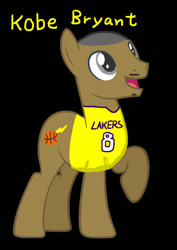 Size: 752x1063 | Tagged: safe, imported from derpibooru, pony, basketball, black background, kobe bryant, male, nba, ponified, simple background, solo, sports