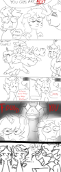 Size: 602x1700 | Tagged: safe, artist:kaikururu, imported from derpibooru, oc, oc only, pony, unicorn, bust, comic, dialogue, horn, laughing, unicorn oc, wide eyes