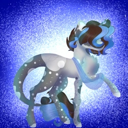 Size: 1500x1500 | Tagged: safe, artist:teonnakatztkgs, imported from derpibooru, oc, oc only, earth pony, pony, abstract background, chest fluff, earth pony oc, hair over eyes, raised hoof, solo