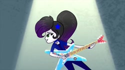Size: 1280x720 | Tagged: safe, artist:teonnakatztkgs, edit, edited screencap, imported from derpibooru, screencap, oc, oc only, equestria girls, base used, clothes, electric guitar, female, guitar, musical instrument, smiling, solo