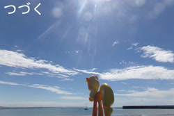 Size: 4608x3072 | Tagged: safe, artist:dingopatagonico, imported from derpibooru, applejack, pony, cloud, irl, looking back, ocean, photo, sky, solo, toy, water