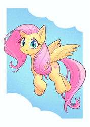Size: 579x816 | Tagged: safe, artist:unousaya, imported from derpibooru, fluttershy, pegasus, pony, cute, female, flying, looking at you, mare, shyabetes, solo, spread wings, wings