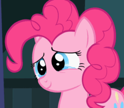 Size: 830x720 | Tagged: safe, imported from derpibooru, screencap, pinkie pie, earth pony, pony, baby cakes, season 2, animated, blue eyes, cropped, crying, female, gif, happy, loop, mare, pink mane, pinkie cry, reaction image, smiling, solo, tears of joy, teary eyes