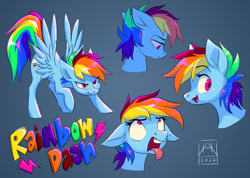 Size: 1024x730 | Tagged: safe, artist:bluefeathercat, imported from derpibooru, rainbow dash, pegasus, pony, emotes, floppy ears, majestic as fuck, solo, tongue out