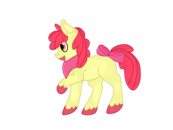 Size: 1600x1200 | Tagged: safe, artist:warriorcatsgeek, imported from derpibooru, apple bloom, earth pony, pony, ear fluff, female, full body, hooves, mare, neckerchief, older, older apple bloom, open mouth, open smile, orange eyes, profile, raised hoof, red mane, red tail, side view, simple background, smiling, solo, standing, tail, transparent background, unshorn fetlocks