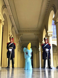Size: 960x1280 | Tagged: safe, imported from derpibooru, rainbow dash, human, pegasus, pony, argentina, forced perspective, guard, irl, irl human, photo, toy