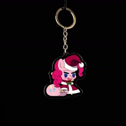 Size: 1666x1665 | Tagged: safe, artist:dimanizma, artist:shop4geek, imported from derpibooru, pinkie pie, earth pony, pony, acrylic plastic, anime, bag, charm, chibi, christmas, clothes, costume, cute, fate/stay night, female, filly, foal, handmade, happy new year, hat, hearth's warming eve, holiday, irl, keychain, merchandise, padoru, party, photo, santa costume, santa hat, simple background, solo