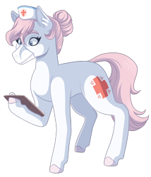 Size: 2400x2800 | Tagged: safe, artist:kikirdcz, imported from derpibooru, nurse redheart, earth pony, pony, clipboard, ear fluff, eyebrows, eyebrows visible through hair, eyelashes, female, full body, high res, hoof hold, hooves, mare, mask, simple background, solo, standing, tail, three quarter view, transparent background