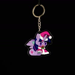 Size: 1666x1665 | Tagged: safe, artist:dimanizma, artist:shop4geek, imported from derpibooru, twilight sparkle, alicorn, pony, unicorn, acrylic plastic, anime, bag, charm, chibi, christmas, clothes, costume, cute, fate/stay night, female, filly, foal, handmade, happy new year, hat, hearth's warming eve, holiday, horn, irl, keychain, merchandise, padoru, photo, santa costume, santa hat, simple background, solo, spread wings, twilight sparkle (alicorn), wings