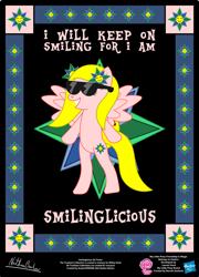 Size: 758x1054 | Tagged: safe, artist:strykarispeeder, imported from derpibooru, part of a set, oc, oc only, oc:smiling hope, pegasus, pony, bipedal, female, mare, smilinglicious, solo, sunglasses, twilightlicious