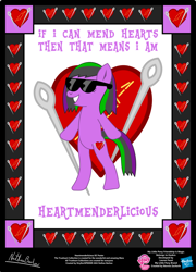 Size: 758x1054 | Tagged: safe, artist:strykarispeeder, imported from derpibooru, part of a set, oc, oc only, oc:heartmender, earth pony, pony, bipedal, female, heart menderlicious, mare, solo, sunglasses, twilightlicious