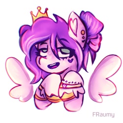 Size: 1500x1500 | Tagged: safe, artist:fraumflug, imported from derpibooru, part of a set, pipp petals, pegasus, pony, bracelet, bust, ear piercing, eye clipping through hair, female, floating wings, g5, jewelry, lidded eyes, mare, my little pony: a new generation, piercing, simple background, smiling, solo, white background, wings