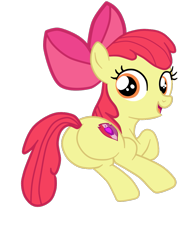 Size: 943x1202 | Tagged: safe, artist:gmaplay, imported from derpibooru, apple bloom, earth pony, pony, apple bloom's bow, bloom butt, bow, butt, female, filly, foal, full body, hair bow, hooves, looking at you, looking back, looking back at you, open mouth, open smile, plot, rear view, simple background, smiling, solo, tail, transparent background