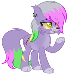 Size: 1280x1393 | Tagged: safe, artist:fmdama, imported from derpibooru, earth pony, pony, wolf, wolf pony, butt fluff, cheek fluff, chest fluff, female, five nights at freddy's: security breach, ponified, raised hoof, roxanne wolf, simple background, solo, transparent background