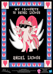 Size: 758x1054 | Tagged: safe, artist:strykarispeeder, imported from derpibooru, part of a set, angel wings, pegasus, pony, angel licious, bipedal, female, mare, solo, sunglasses, twilightlicious