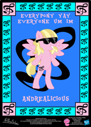 Size: 758x1054 | Tagged: safe, artist:strykarispeeder, imported from derpibooru, oc, oc only, oc:andrea libman, pegasus, pony, andrea libman, andrealicious, bipedal, female, mare, sunglasses, twilightlicious