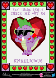 Size: 758x1054 | Tagged: safe, artist:strykarispeeder, imported from derpibooru, part of a set, spike, dragon, male, solo, spikelicious, sunglasses, thumbs up, twilightlicious