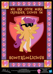 Size: 758x1054 | Tagged: safe, artist:strykarispeeder, imported from derpibooru, part of a set, scootaloo, pegasus, pony, bipedal, female, filly, foal, scootaloolicious, solo, sunglasses, twilightlicious