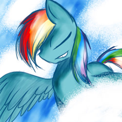 Size: 1500x1500 | Tagged: safe, artist:midnight-wisp-pone, imported from derpibooru, rainbow dash, pegasus, pony, 2015, eyes closed, female, solo
